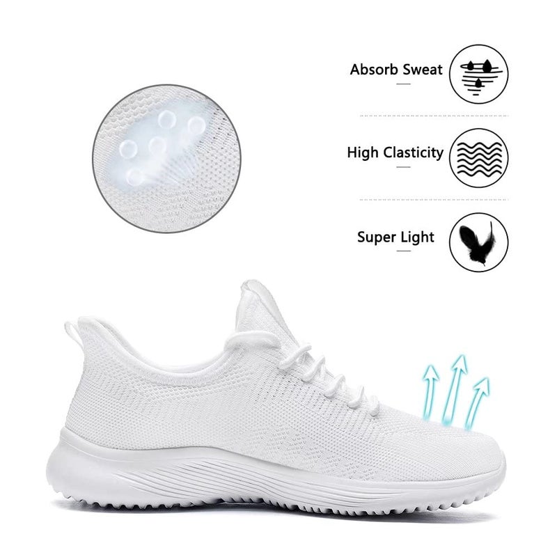 Lamincoa Womens Slip On Walking Shoes Non Slip Casual Road Running Lightweight Mesh Fashion Sneakers for Gym Travel Workout White - Image 3
